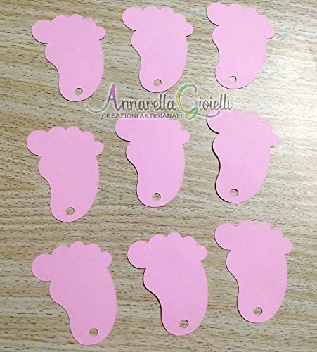 50 pezzi cartellini Rosa per Battesimo, piedino, 32x45 millimetri, carte... - Ilgrandebazar
