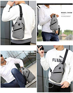 Petto Borsa Crossbody Zaino Spalla Monospalla Impermeabile Marsupio Zainetto Piccolo Sling Bag Borsello a Tracolla con porta di ricarica USB per Uomo Donna Viaggio Trekking Camminare
