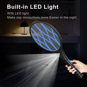 CONOPU Racchetta Zanzare Elettrica, 4000 Volt, 1200mAh USB Ricaricabile Antizanzare, Torcia Rimovibile, 3 Strati Protezione Maglia, Efficace Contro Le Mosche, Ideale per Interni ed Esterni, Nero