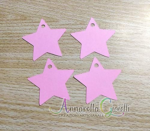 50 pezzi cartellini Stella Rosa, 41x43 millimetri, Nascita, Battesimo, Prima... - Ilgrandebazar