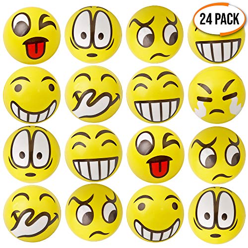 24 palline antistress con faccina emoji. per alleviare lo stress, allenare... - Ilgrandebazar