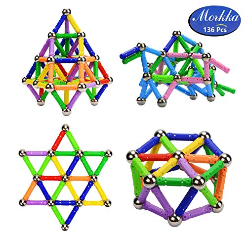 Morkka Bastoncini magnetici, magnetici e Sfere 136PCS, 136PCS