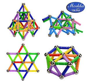 Morkka Bastoncini magnetici, magnetici e Sfere 136PCS, 136PCS