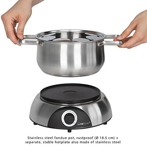 Clatronic 261704 Fonduta con 8 forchettine, Acciaio Inossidabile, Argento, XL - Ilgrandebazar