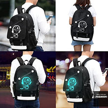 Carica l'immagine nel visualizzatore di Gallery, Hjkiopc Zaino per la scuola,con porta di ricarica USB,con serratura,luminoso,per computer portatile,borsa a tracolla in tela per ragazze,ragazzi,adolescenti, zaino all'aperto(Nero)