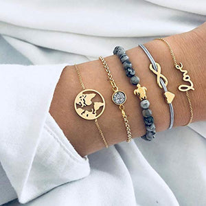 Braccialetto Set di Gioielli, Dsaren Regolabile Bracciale a Mappa E Tartaruga - Ilgrandebazar