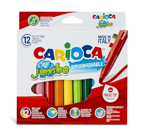 CARIOCA Pennarelli Jumbo Box, Pennarelli Colorati per Bambini con Punt –