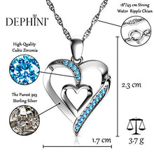 Carica l&#39;immagine nel visualizzatore di Gallery, DEPHINI - Collana a forma di cuore in argento Sterling 925 - doppio ciondolo... - Ilgrandebazar
