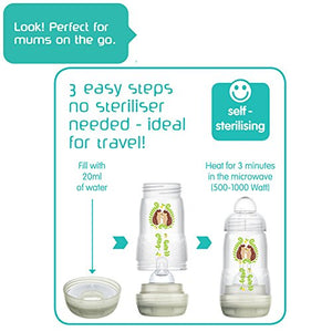 Mam FB0901M - Biberon autosterilizzante e anticoliche da 130 ml, Verde - Ilgrandebazar