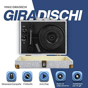 Giradischi, Souidmy Giradischi Bluetooth con Altoparlanti, 3 Velocità,...