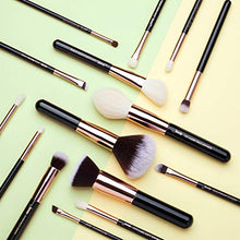 Carica l&#39;immagine nel visualizzatore di Gallery, Jessup 15Pz Oro Rosa/Nero Pennelli per trucco professionale Set trucco...
