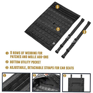 OneTigris - Organizer tattico per schienale auto, Versione aggiornata nera.
