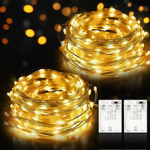 Carica l&#39;immagine nel visualizzatore di Gallery, Luci LED a Batteria, 2 x 12M Lucine LED Decorative, 120 LED Luci Stringa Impermeabile Esterno Interno Luci LED Stringa per Parete Camera Balcone Giardino Natale Feste Matrimonio - Bianco Caldo