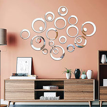 Carica l&#39;immagine nel visualizzatore di Gallery, Adesivi Murali Cerchio di Cristallo 3D. Acrilico Specchio Adesivi Murali Camera.Adesivo da Parete Rotondo per Camera Soggiorno Decorazione DIY Casa. (24 Pezzi, Colore Argento)