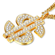 Carica l&#39;immagine nel visualizzatore di Gallery, Yadoca Collana con Ciondolo Simbolo del Dollaro Placcato Argento Tono Oro - Ilgrandebazar