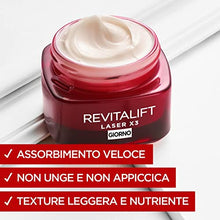 Carica l'immagine nel visualizzatore di Gallery, L'Oréal Paris Crema Viso Giorno Revitalift Laser X3, Azione Antirughe e Anti-Età, Per Pelle più Soda e Tonica, Con Acido Ialuronico, Vitamina C e Pro-Retinolo, 50 ml