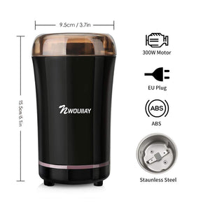 Macinacaffè Elettrico 300W con Lama in Acciaio 11*11*20 Centimetri, Nero - Ilgrandebazar