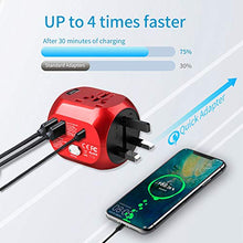 Carica l&#39;immagine nel visualizzatore di Gallery, Milool Adattatore Universale da Viaggio con QC3.0 Quick Charge 2 Porte Rosso - Ilgrandebazar