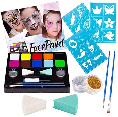 JORSHIMAN Body Paint, Face Painting Body Kit, Colori Trucco Viso Bambini, Halloween/Feste/Cosplay/Pasqua/Carnevale, non Tossico