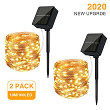 Carica l'immagine nel visualizzatore di Gallery, Catena Luminosa Solare - 2 Pacchi 10M 100 LED Stringa Luci Solari Esterno...