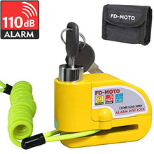 Carica l&#39;immagine nel visualizzatore di Gallery, FD-MOTO Allarme Blocco Disco Moto Bici Freno a Giallo - Ilgrandebazar