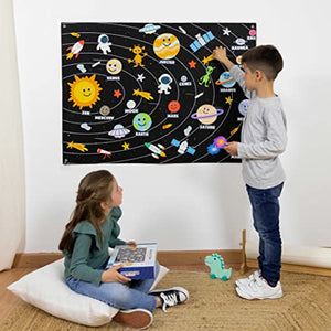 BONNYCO Sistema Solare per Bambini con 61 Figure in Feltro Giochi per Bambini, Giochi Bambina Bambino, Giochi Bambini, Regalo Bambina, Pianeti Sistema Solare Bambini | Natale Giochi Montessori