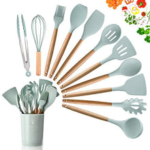 Carica l'immagine nel visualizzatore di Gallery, Set di 11 utensili da cucina in silicone, resistenti al calore, con Verde