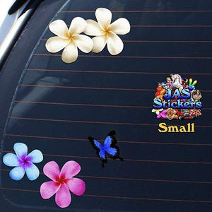Fiore frangipani plumeria multicolore doppio + farfalla adesivi auto... - Ilgrandebazar