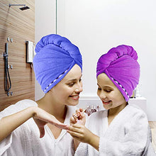 Carica l&#39;immagine nel visualizzatore di Gallery, esafio - Confezione da 2 Asciugamani per Capelli in Morbida Blu + Viola Scuro - Ilgrandebazar