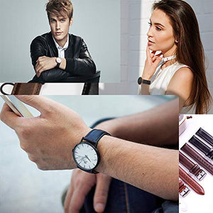 Cinturino Orologi Cuoio Genuino Di Vitello Uomini 20mm, Fibbia D'argento Nera - Ilgrandebazar