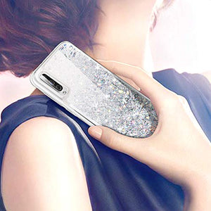 wlooo Cover per Samsung Galaxy A50, Glitter Argento