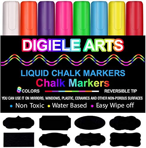 Pennarelli Gesso Liquido di DIGIELE, 8 Colori Assortiti Brillanti con 32... - Ilgrandebazar