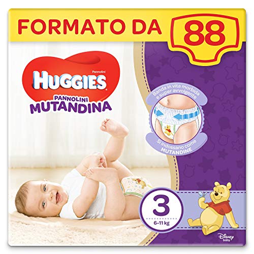 Huggies Pannolino Mutandina, Taglia 3 (6-11 Kg), 2 Pacchi da 44 Pezzi