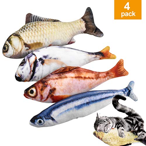 Dokpav 4PCS 20CM Simulazione Peluche di Pesce, Giocattoli per Gatto,...