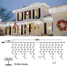 Carica l&#39;immagine nel visualizzatore di Gallery, Zorela Luci Natale Esterno Cascata 10M 400 LED Tenda Luminosa Esterno Natale Prolungabile Luci di Natale Cascata di Stalattiti con 8 Modalità Impermeabile per Balcone, Tetto, Giardino