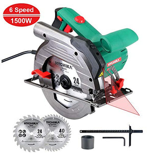 HYCHIKA Sega Circolare 1500W, 6 Velocità variabile, 2200-4700PRM, 2 lame per... - Ilgrandebazar