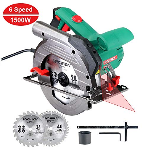HYCHIKA Sega Circolare 1500W, 6 Velocità variabile, 2200-4700PRM, 2 lame per... - Ilgrandebazar