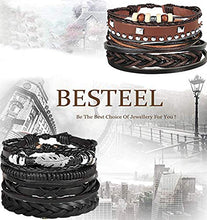 Carica l&#39;immagine nel visualizzatore di Gallery, BESTEEL 28PCS Intrecciato Bracciali Pelle da Uomo Donna Punk Multilivello... - Ilgrandebazar