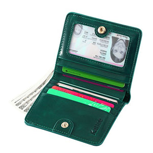 Kattee Portafoglio Donna Pelle, Portamonete Tasca con Cerniera, Verde