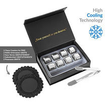 Carica l&#39;immagine nel visualizzatore di Gallery, Esclusivo Whisky Stones Set di Regalo in Acciaio Inox - 8 Cubetti di...