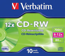 Carica l&#39;immagine nel visualizzatore di Gallery, Verbatim CD-RW 12x 80 Min 700MB, Confezione da 10 pezzi