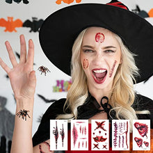 Carica l&#39;immagine nel visualizzatore di Gallery, Tatuaggi Halloween Tatuaggi Temporanei Trucco Halloween Zombie Scars Tatouages Autocollants avec Fake Scab Blood Spécial FX Costume Maquillage Props