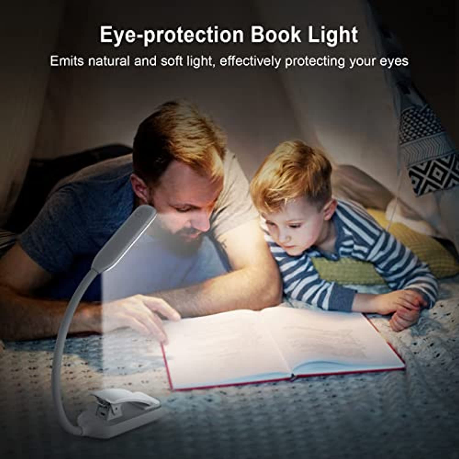 Lampada Da Lettura Ricaricabile USB - 9 LED, 3 Temperature Colore, Dimmerabile Con Pinza - Foto 7