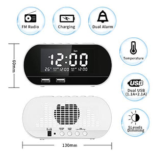 CHIMAERA Sveglia Digitale,FM Orologio,Radiosveglia da Comodino con White