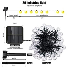Carica l'immagine nel visualizzatore di Gallery, Auting Catena Luminosa Esterno Solare, 6.5 m, 30 LED, per esterni, 8 modalità, sfere di cristallo, catena luminosa solare per giardino, terrazza, balcone, matrimonio