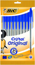 Carica l&#39;immagine nel visualizzatore di Gallery, Bic Cristal Original Punta Media 1 mm Confezione 10 Penne Colore Blu - Ilgrandebazar