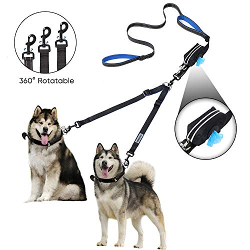 YOUTHINK Doppio Guinzaglio per Cani,Guinzaglio Due Cani Grandi nero - Ilgrandebazar
