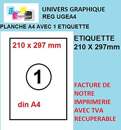 100 fogli A4 1 adesivo 210 x 297 mm carta per etichette adesive per... - Ilgrandebazar