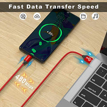 Carica l'immagine nel visualizzatore di Gallery, GIANAC Cavo USB C, [5Pezzi, 0.25m 0.5m 1m 2m 3m] Nylon Intrecciato Rosso