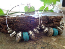 Carica l&#39;immagine nel visualizzatore di Gallery, ✿ NUOVI BOHO TRIBAL CREME TURCHESI ✿ Orecchini stile Bali